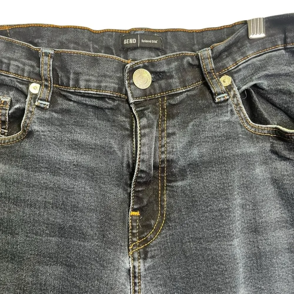 True Religion Geno Relaxed Slim Fit Denim Jeans Mens Sz 38 Whiskered Front Dark
